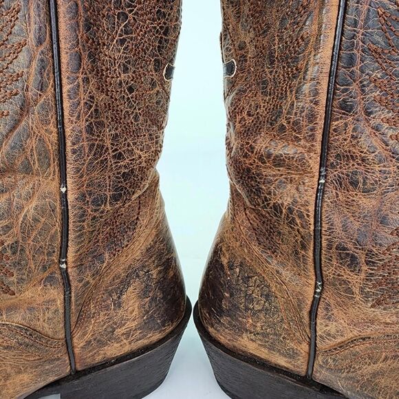 J.B. Dillon Cowboy Western Winged Cross Embroidered Cut Out US 8 B Snip-Toe Boot - Picture 10 of 14
